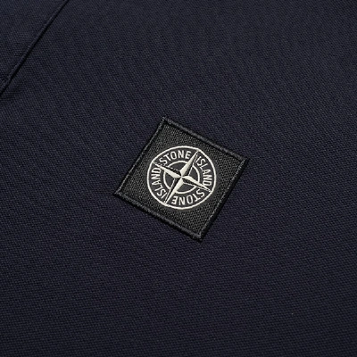 Shop Stone Island Stretch Pique Tipped Polo In Blue
