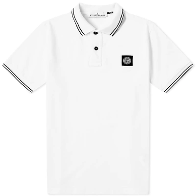 Shop Stone Island Stretch Pique Tipped Polo In White