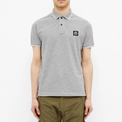 Shop Stone Island Stretch Pique Tipped Polo In Grey