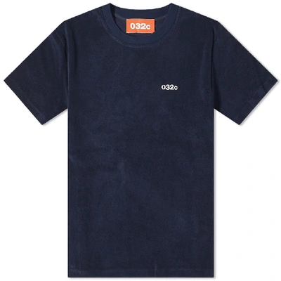 Shop 032c Logo Embroidered Terry Tee In Blue