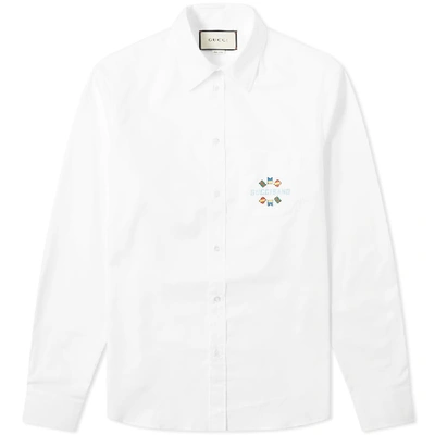 Shop Gucci Band Pocket Logo Shirt In White