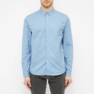 Shop Apc A.p.c. Button Down Oxford Shirt In Blue
