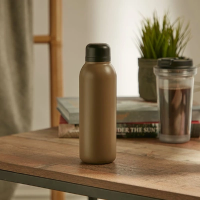 Shop Rivers Stem Double Walled Stainless Steel Vacuum Flask In Brown