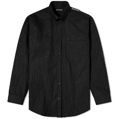 Shop Balenciaga Logo Tab Shirt In Black