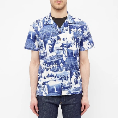 Shop Rrl Postacrd Print Vacation Shirt In Blue