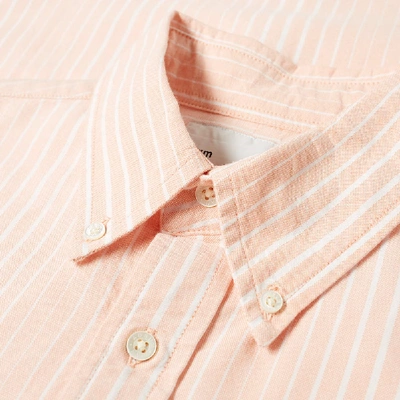 Shop Adsum Uneven Stripe Button Down Shirt In Pink