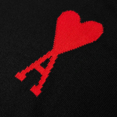 Shop Ami Alexandre Mattiussi Ami Large Heart Jacquard Crew Knit In Black