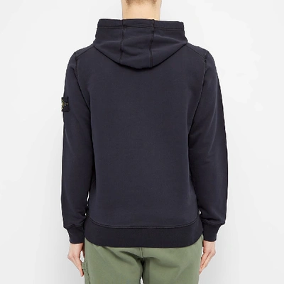 Shop Stone Island Garment Dyed Popover Hoody In Blue