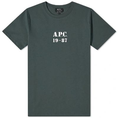 Shop A.p.c. Georges Stamped Logo Tee In Green