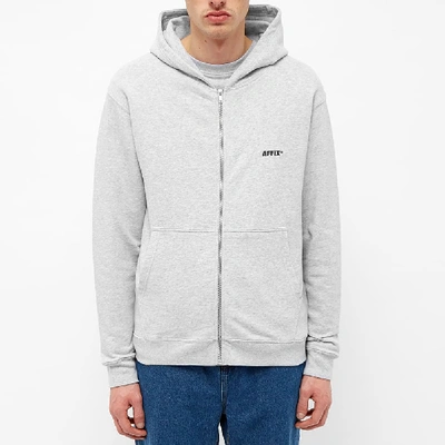 Shop Affix Basic Embroidered Zip Hoody In Grey