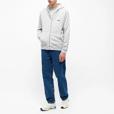 Shop Affix Basic Embroidered Zip Hoody In Grey