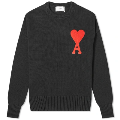 Shop Ami Alexandre Mattiussi Ami Large A Heart Crew Knit In Black