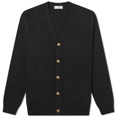 Shop Givenchy Cashmere Gold Button Cardigan In Black