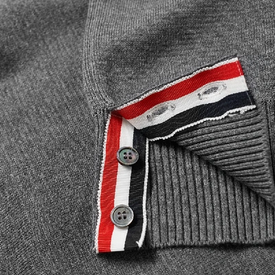 Shop Thom Browne Milano Four Bar Stripe Crew Knit In Grey