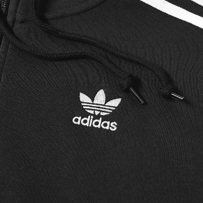 Shop Adidas Originals Adidas 3-stripe Half Zip Hoody In Black
