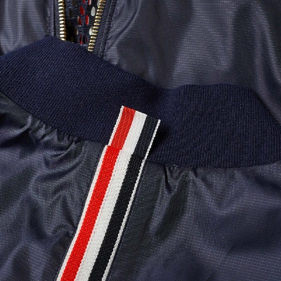 Shop Thom Browne Tricolore Stripe Ripstop Bomber Jacket In Blue