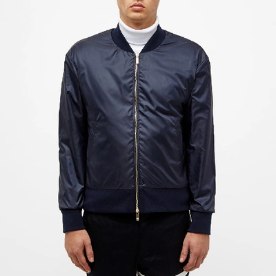 Shop Thom Browne Tricolore Stripe Ripstop Bomber Jacket In Blue