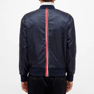 Shop Thom Browne Tricolore Stripe Ripstop Bomber Jacket In Blue