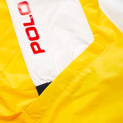 Shop Polo Ralph Lauren Colour Block Taped Logo Hooded Windbreaker In Multi