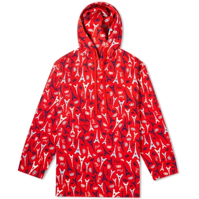 Shop Balenciaga Oversize Paris Bb Logo Repeat Print Popover Hoody In Red