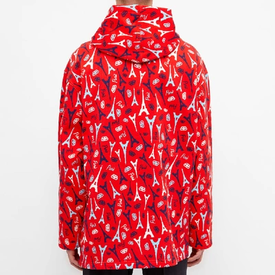 Shop Balenciaga Oversize Paris Bb Logo Repeat Print Popover Hoody In Red