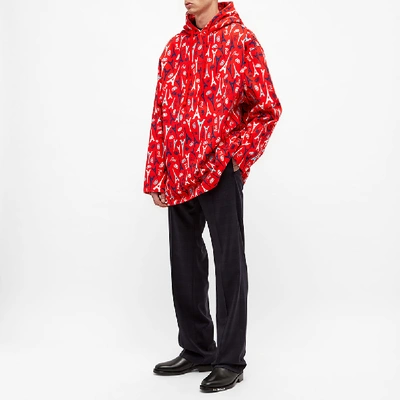 Shop Balenciaga Oversize Paris Bb Logo Repeat Print Popover Hoody In Red