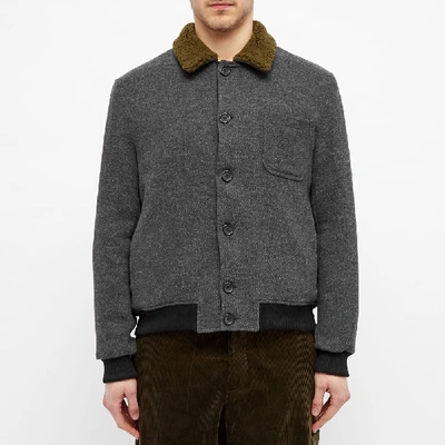 Shop Oliver Spencer Foxham Shearling Collar Jacket In Grey