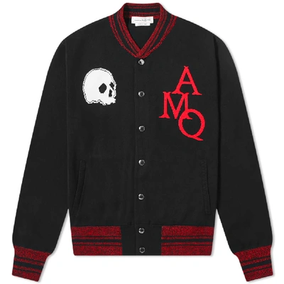 Shop Alexander Mcqueen Skull Amq Varsity Jacket In Black
