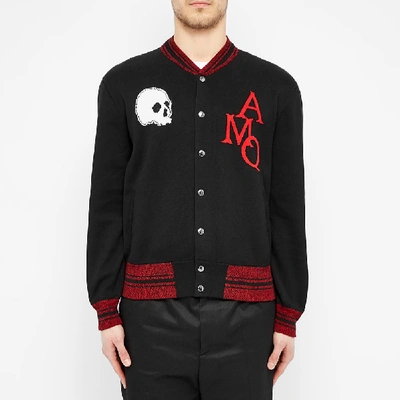 Shop Alexander Mcqueen Skull Amq Varsity Jacket In Black
