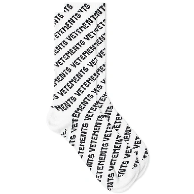 Shop Vetements All Over Print Logo Sock In White