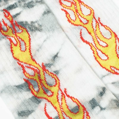 Shop Palm Angels Tie Dye Flames Sock In Grey