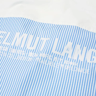 Shop Helmut Lang Striped Back Logo Zip Shirt In Blue