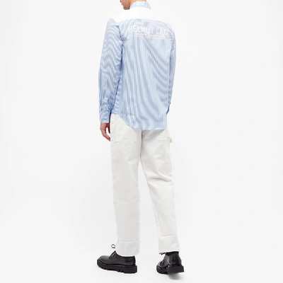Shop Helmut Lang Striped Back Logo Zip Shirt In Blue