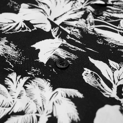Shop Vanquish Tropical Print Open Collar Shirt In Black
