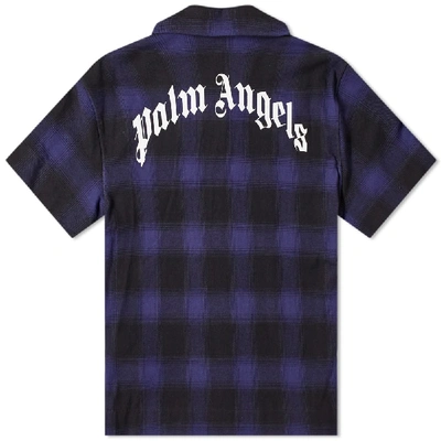 Shop Palm Angels Kill The Bear Back Logo Vacation Shirt In Blue