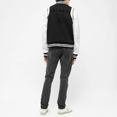 Shop Balmain Neoprene Varsity Jacket In Black