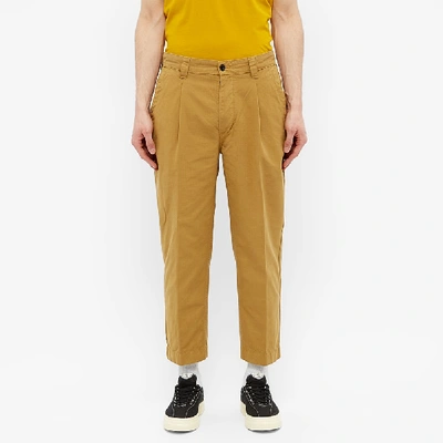 Shop Albam Garment Dyed Ripstop Pleated Trouser In Brown