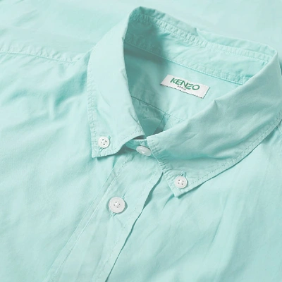 Shop Kenzo Button Down Tiger Poplin Shirt In Blue