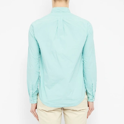 Shop Kenzo Button Down Tiger Poplin Shirt In Blue