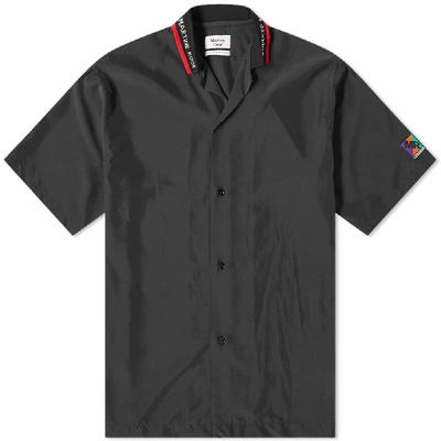 Shop Martine Rose Rib Logo Short Sleeve Vacation Shirt In Black