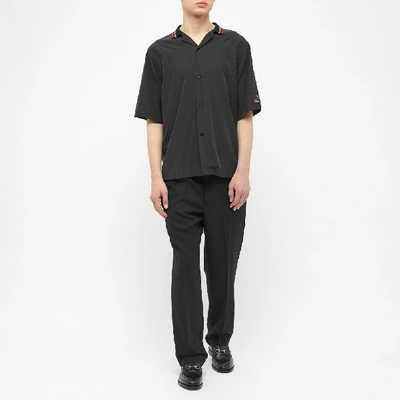 Shop Martine Rose Rib Logo Short Sleeve Vacation Shirt In Black