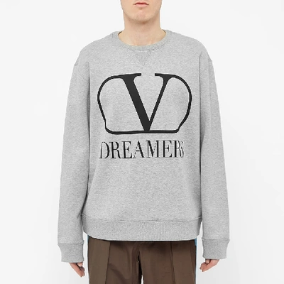 Shop Valentino V Dreamers Logo Crew Sweat In Grey