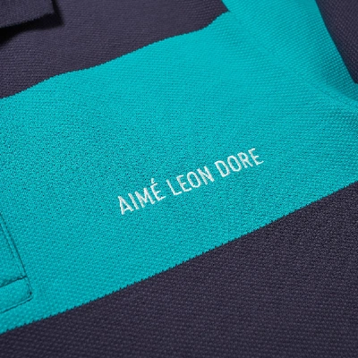 Shop Aimé Leon Dore Striped Pique Polo In Blue