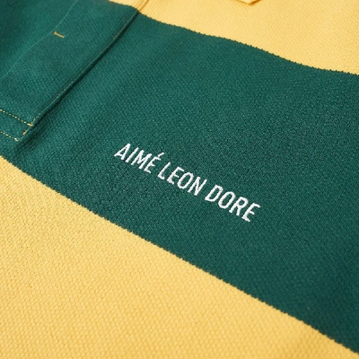 Shop Aimé Leon Dore Striped Pique Polo In Yellow