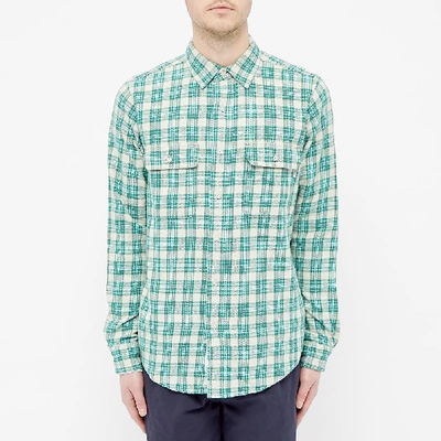 Shop Adsum Oatmeal Plaid Workshirt In Green