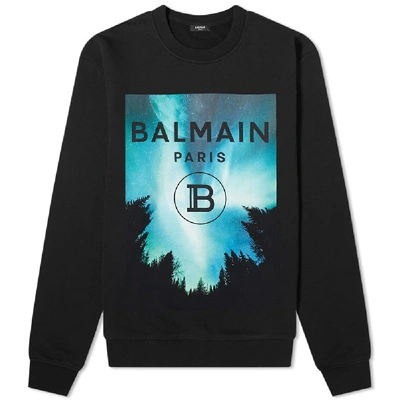 Shop Balmain Night Sky Logo Crew Sweat In Black