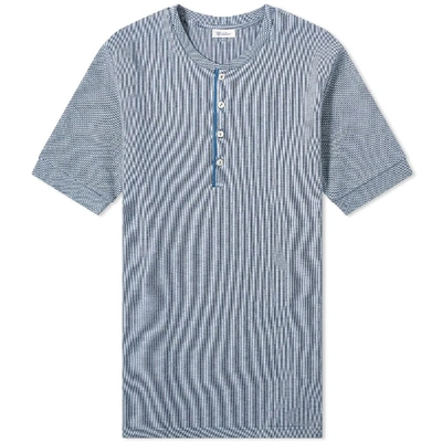 Shop Schiesser Ernst Striped Short Sleeve Henley In Blue