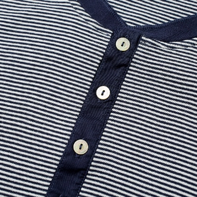 Shop Schiesser Karl-heinz Striped Short Sleeve Henley In Blue