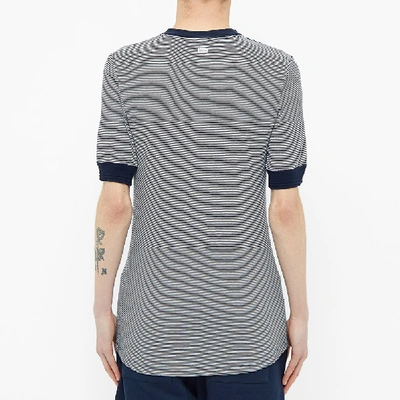 Shop Schiesser Karl-heinz Striped Short Sleeve Henley In Blue