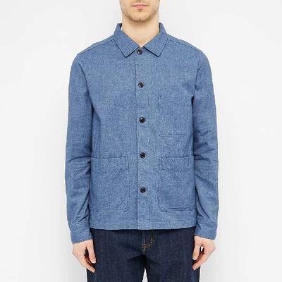 Shop Albam Flannel Chore Jacket In Blue